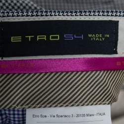 Pre Owned Etro Navy Blue Patterned Wool Panama Slim Trousers 2XL