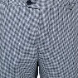 Pre Owned Etro Navy Blue Patterned Wool Panama Slim Trousers 2XL