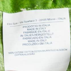 Pre Owned Etro Green Leaves Printed Cotton Button Front Shirt M