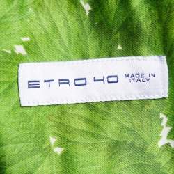 Pre Owned Etro Green Leaves Printed Cotton Button Front Shirt M