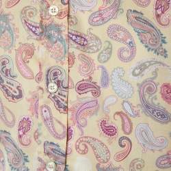 Pre Owned Etro Cream Paisley Printed Cotton Button Front Shirt M