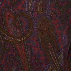 Pre Owned Etro Burgundy Paisley Printed Cotton Pique Polo T-Shirt M