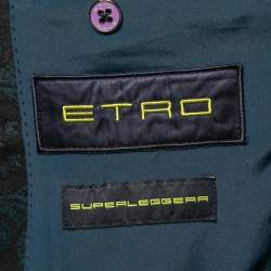 Pre Owned Etro Navy Blue Paisley Printed Wool Single Breasted Blazer L