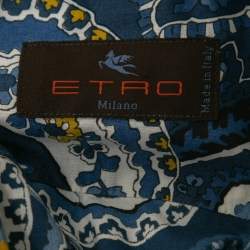 Etro Blue Floral Paisley Printed Cotton Button Front Shirt M