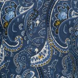Etro Blue Floral Paisley Printed Cotton Button Front Shirt M
