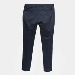 Pre Owned Etro Navy Blue Cotton Trousers M