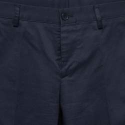 Pre Owned Etro Navy Blue Cotton Trousers M