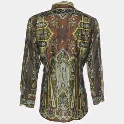 مملوكة مسبقًا Etro Green Paisley Print Cotton Long Sleeve Shirt 2XL