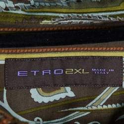 مملوكة مسبقًا Etro Green Paisley Print Cotton Long Sleeve Shirt 2XL