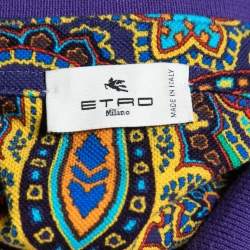 Etro Purple Paisley Printed Cotton Polo T-Shirt XL