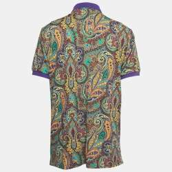 Etro Purple Paisley Printed Cotton Polo T-Shirt XL