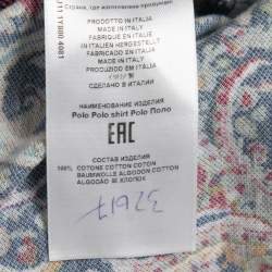 Pre Owned Etro Navy Blue Paisley Printed Cotton Polo T-Shirt XL