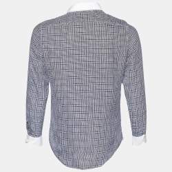 مملوكة مسبقًا Etro Monochrome Checkered Jacquard Cotton Button Front Shirt M