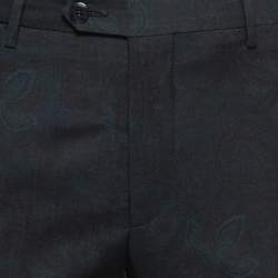 Pre Owned Etro Navy Blue Paisley Patterned Wool Tailored Pants L