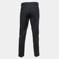 Pre Owned Etro Navy Blue Paisley Patterned Wool Tailored Pants L