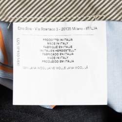 Pre Owned Etro Navy Blue Paisley Patterned Wool Tailored Pants L