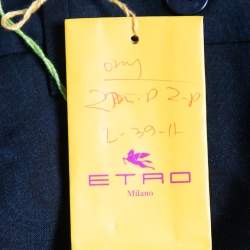 Pre Owned Etro Navy Blue Paisley Patterned Wool Tailored Pants L