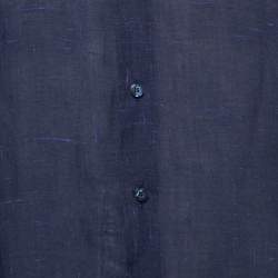 مملوكة مسبقًا Etro Navy Blue Linen Full Sleeve Shirt XL