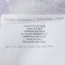 مملوكة مسبقًا Etro Blue Printed Linen Button Front Shirt L