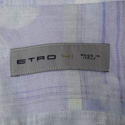مملوكة مسبقًا Etro Blue Printed Linen Button Front Shirt L