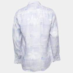 مملوكة مسبقًا Etro Blue Printed Linen Button Front Shirt L