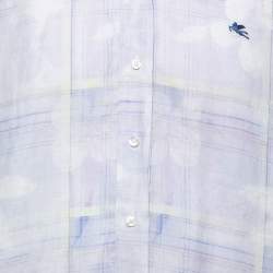 مملوكة مسبقًا Etro Blue Printed Linen Button Front Shirt L
