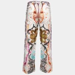 Pre Owned Etro Multicolor Printed Linen Straight Fit Trousers XXL