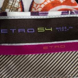 Pre Owned Etro Multicolor Printed Linen Straight Fit Trousers XXL