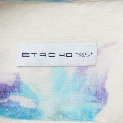 Pre Owned Etro Off White Floral Print Cotton Full Sleeve Shirt M
