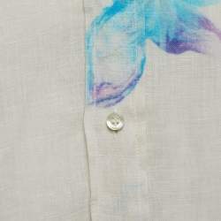 Pre Owned Etro Off White Floral Print Cotton Full Sleeve Shirt M