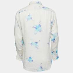 Pre Owned Etro Off White Floral Print Cotton Full Sleeve Shirt M