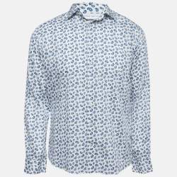 Pre Owned Etro White Paisley Printed Cotton Full Sleeve Shirt M