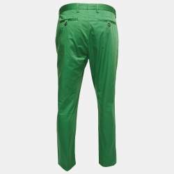 Pre Owned Etro Green Cotton Slim Fit Pants L