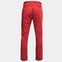 Pre Owned Etro Red Cotton Slim Fit Pants L