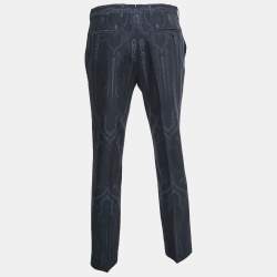 Pre Owned Etro Black Paisley Printed Wool Superleggera Trousers L