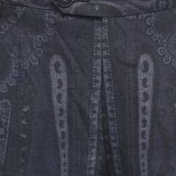 Pre Owned Etro Black Paisley Printed Wool Superleggera Trousers L