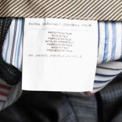 Pre Owned Etro Grey/Blue Plaid Wool Tailored Pants L