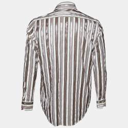 Pre Owned Etro White Striped Detail Cotton Blend Shirt S