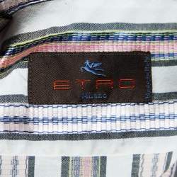 Pre Owned Etro White Striped Detail Cotton Blend Shirt S