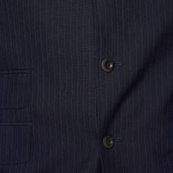 مملوكة مسبقًا Etro Navy Blue Pinstriped Wool Suit XL