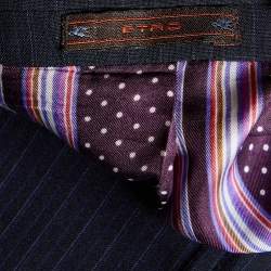 مملوكة مسبقًا Etro Navy Blue Pinstriped Wool Suit XL