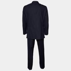مملوكة مسبقًا Etro Navy Blue Pinstriped Wool Suit XL