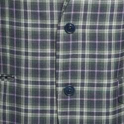 Pre Owned Etro Blue/Green Plaid Wool Single Breasted Superleggera Blazer XXL