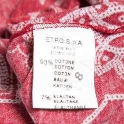Pre Owned Etro Red Printed Cotton Half Sleeve Polo T- Shirt XL