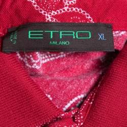 Pre Owned Etro Red Printed Cotton Half Sleeve Polo T- Shirt XL