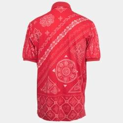 Pre Owned Etro Red Printed Cotton Half Sleeve Polo T- Shirt XL