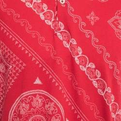 Pre Owned Etro Red Printed Cotton Half Sleeve Polo T- Shirt XL