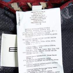 Etro Maroon Red Wool & Modal Tribal Pattern Bomber Jacket M