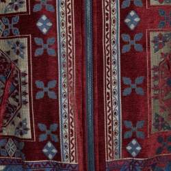 Etro Maroon Red Wool & Modal Tribal Pattern Bomber Jacket M