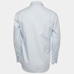 مملوكة مسبقًا Etro Blue Paisley Patterned Cotton Button Front Full Sleeve Shirt M